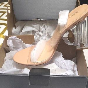 Clear and nude heels